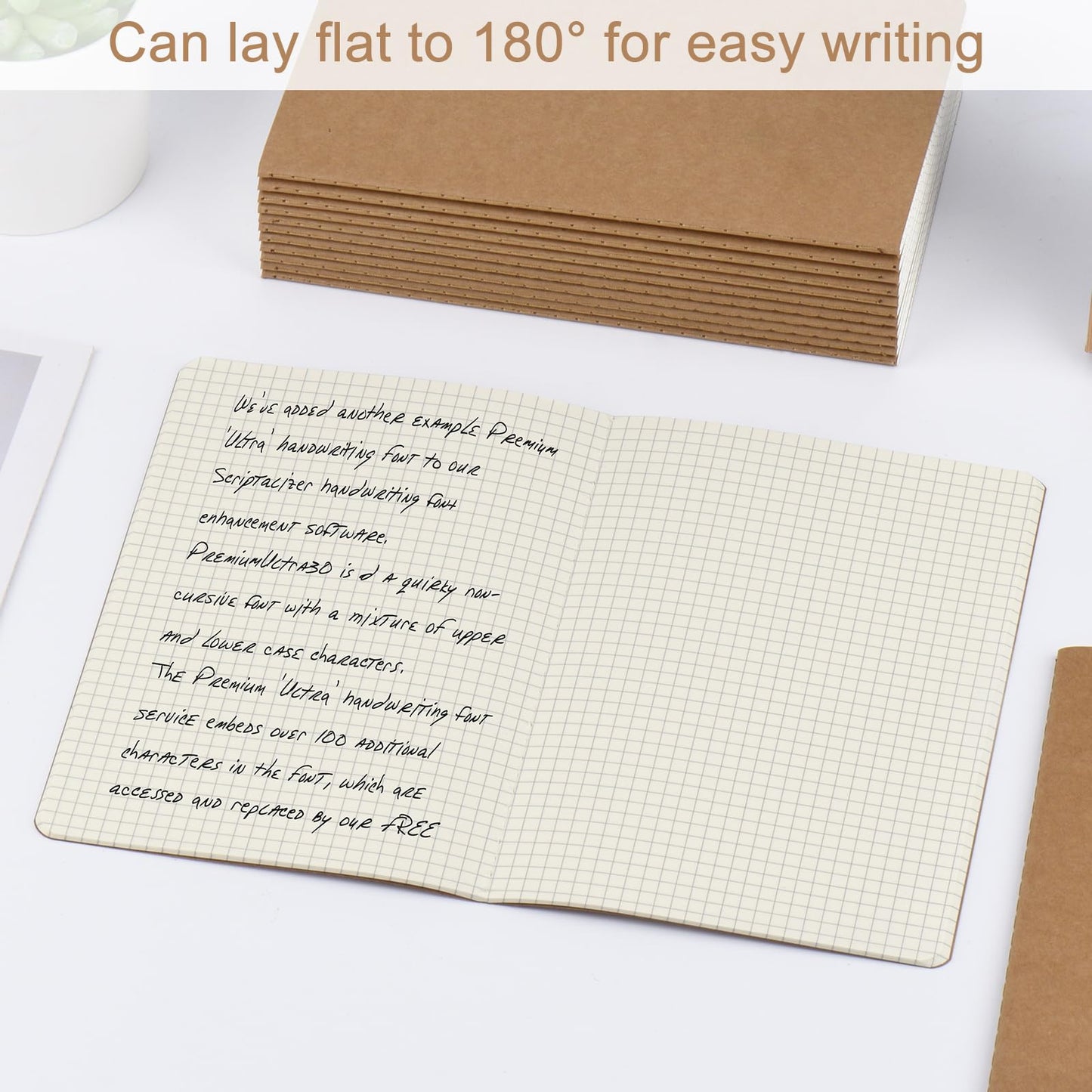 ZCZN A5 Square Grid Notebook 24 Pack, Kraft Jounurals Notebooks 60 Pages(30 Sheets), 8.15 * 5.5 Inches Notebooks Bulk, Diary, Subject, Memo Notebooks for Work, School, Office