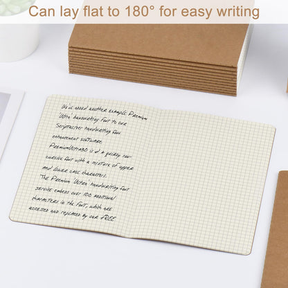 ZCZN A5 Square Grid Notebook 24 Pack, Kraft Jounurals Notebooks 60 Pages(30 Sheets), 8.15 * 5.5 Inches Notebooks Bulk, Diary, Subject, Memo Notebooks for Work, School, Office