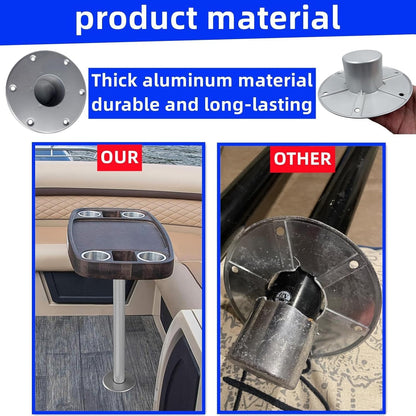 RV Trailer Table Base Mount Pedestal Base, Round Flush Mount Table Legbase with Mounting Screws (Black*2pcs)