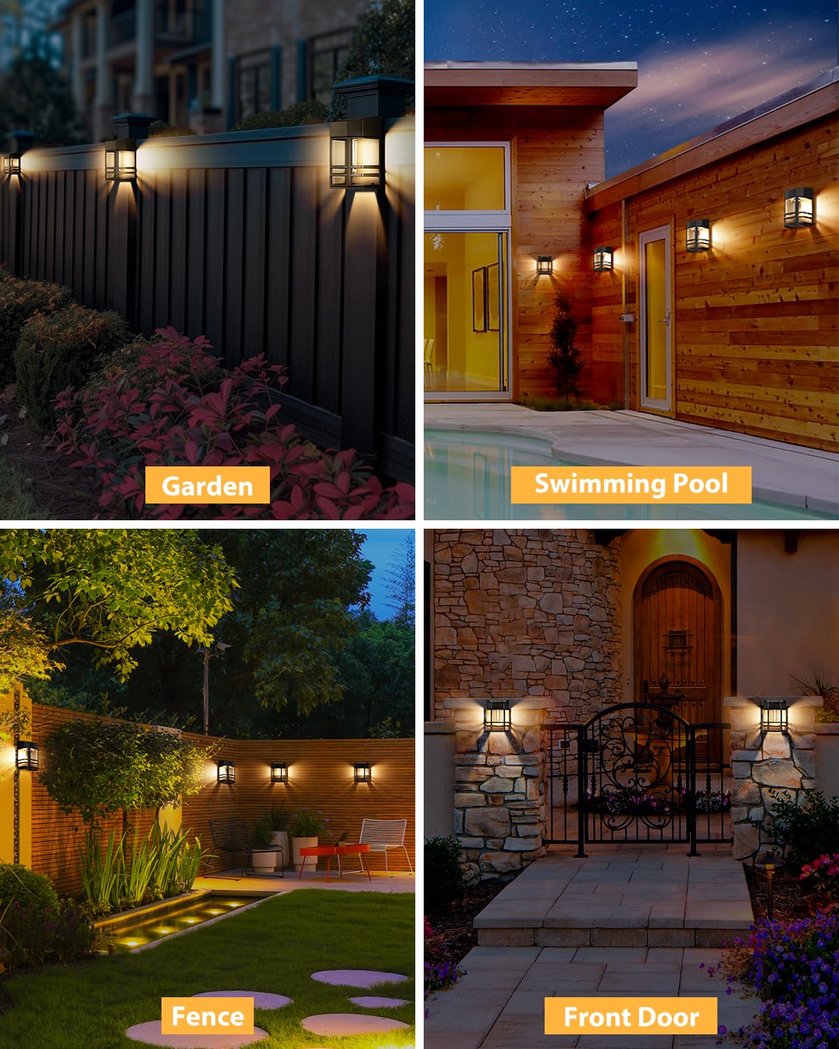 Woolmug Solar Fence Lights Outdoor, 2 Pack Retro Solar Deck Lights Outdoor Waterproof with Edison LED Bulbs, Solar Powered Wall Lights for Garden Fence Backyard Decor Post Patio (Warm White)