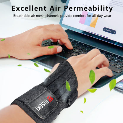 Carpal Tunnel Wrist Brace Support with 2 Straps and Metal Splint Stabilizer - Helps Relieve Tendinitis Arthritis Carpal Tunnel Pain - Reduces Sprain Recovery Time for Men Women(M/L, Right Hand)