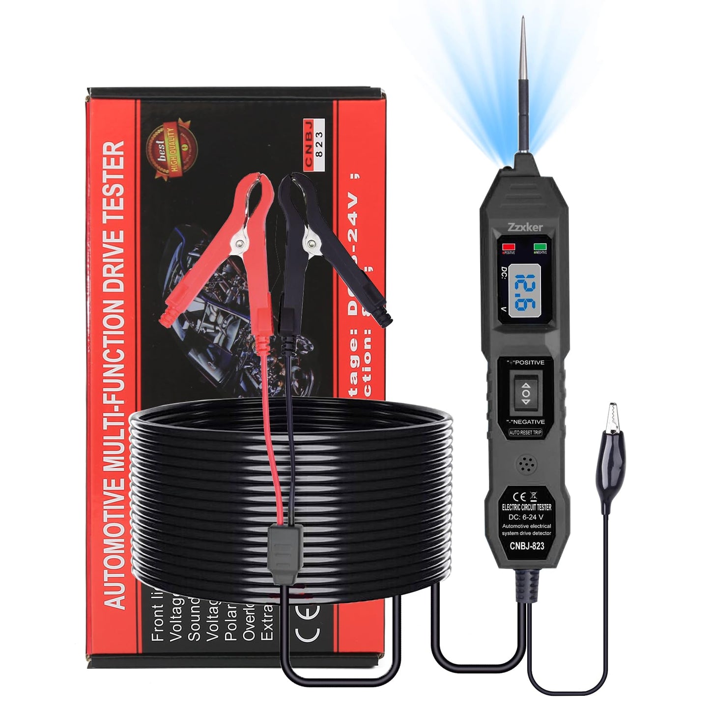 Power Circuit Probe Tester,6-24V DC Circuit Tester Automotive,Test Light,Fuse & Voltage Tester,Automotive Short Circuit Breake Finder Electrical Tools (Black) (Black)