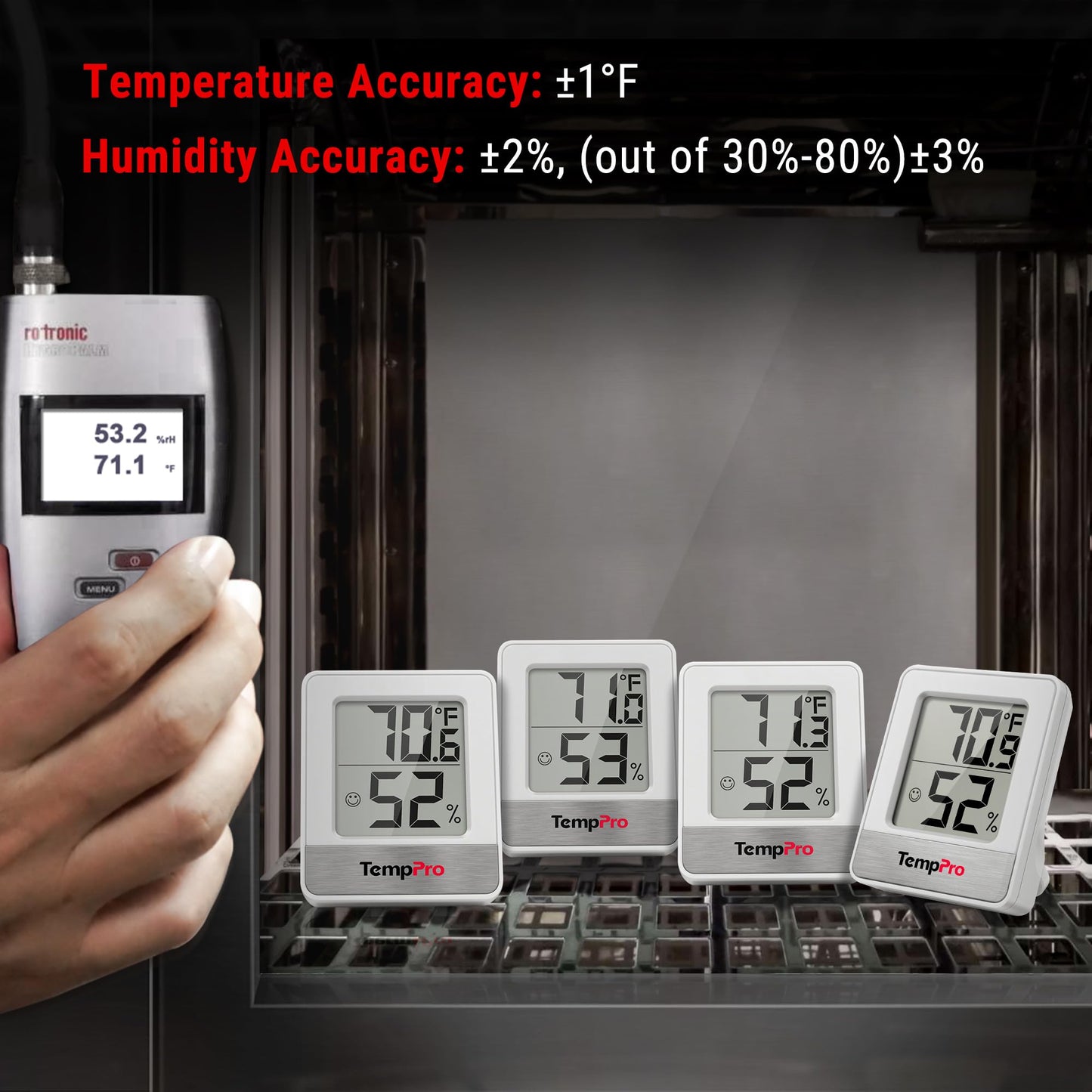 TempPro TP49 3 Pieces Digital Hygrometer Indoor Thermometer Humidity Meter Mini Hygrometer with Temperature and Humidity Monitor Outdoor and Room Thermometer Weather Station (Previously ThermoPro)