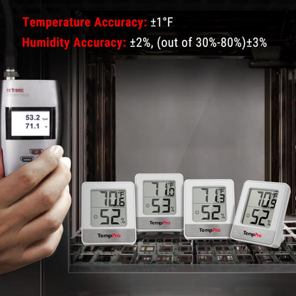 TempPro TP49 3 Pieces Digital Hygrometer Indoor Thermometer Humidity Meter Mini Hygrometer with Temperature and Humidity Monitor Outdoor and Room Thermometer Weather Station (Previously ThermoPro)