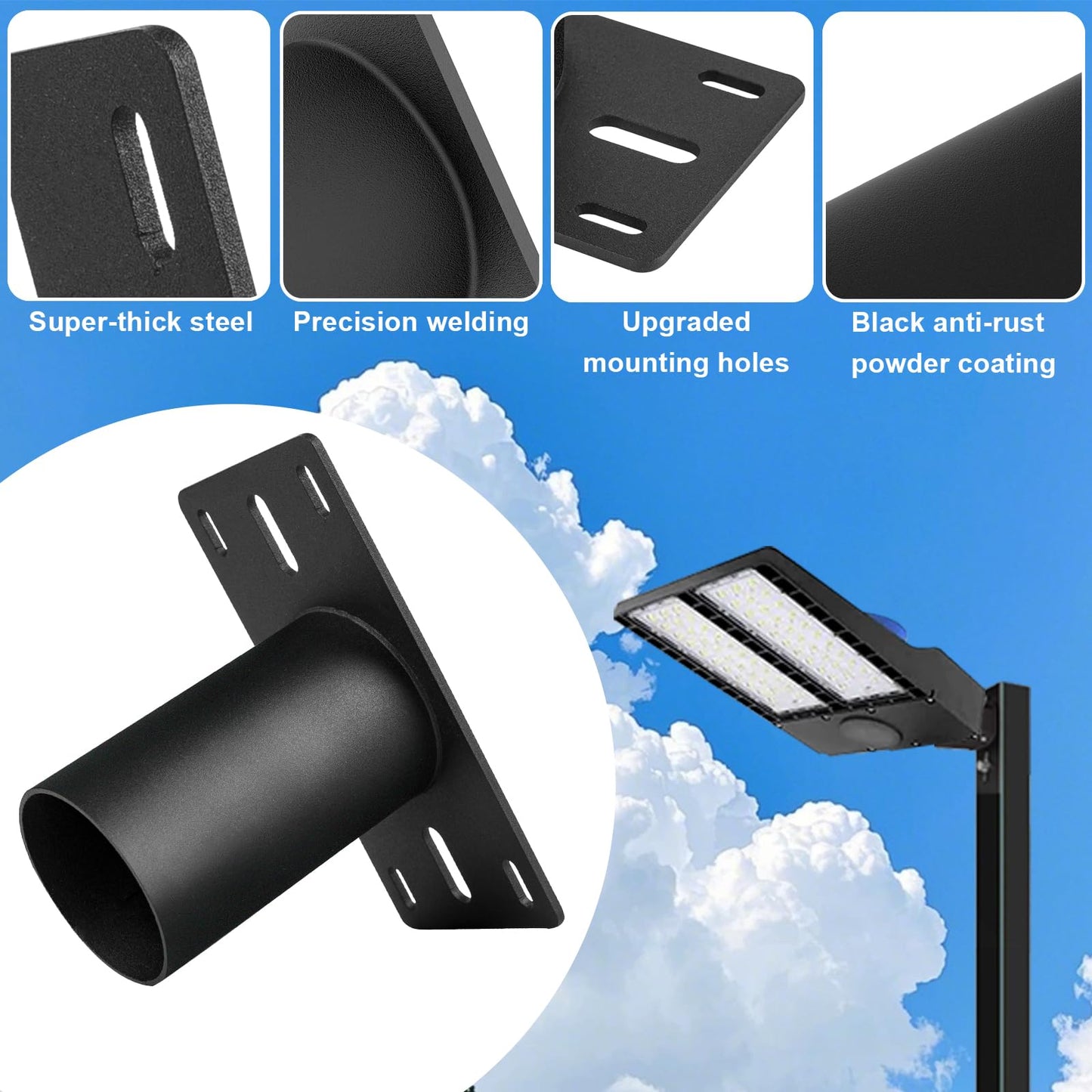 Slip Fitter Adapter, Transform The Slip Fitter into Arm Mounting, Tenon Adapter for Outdoor Flood Lights, Parking Lot Lights, Shoebox Light Fixture