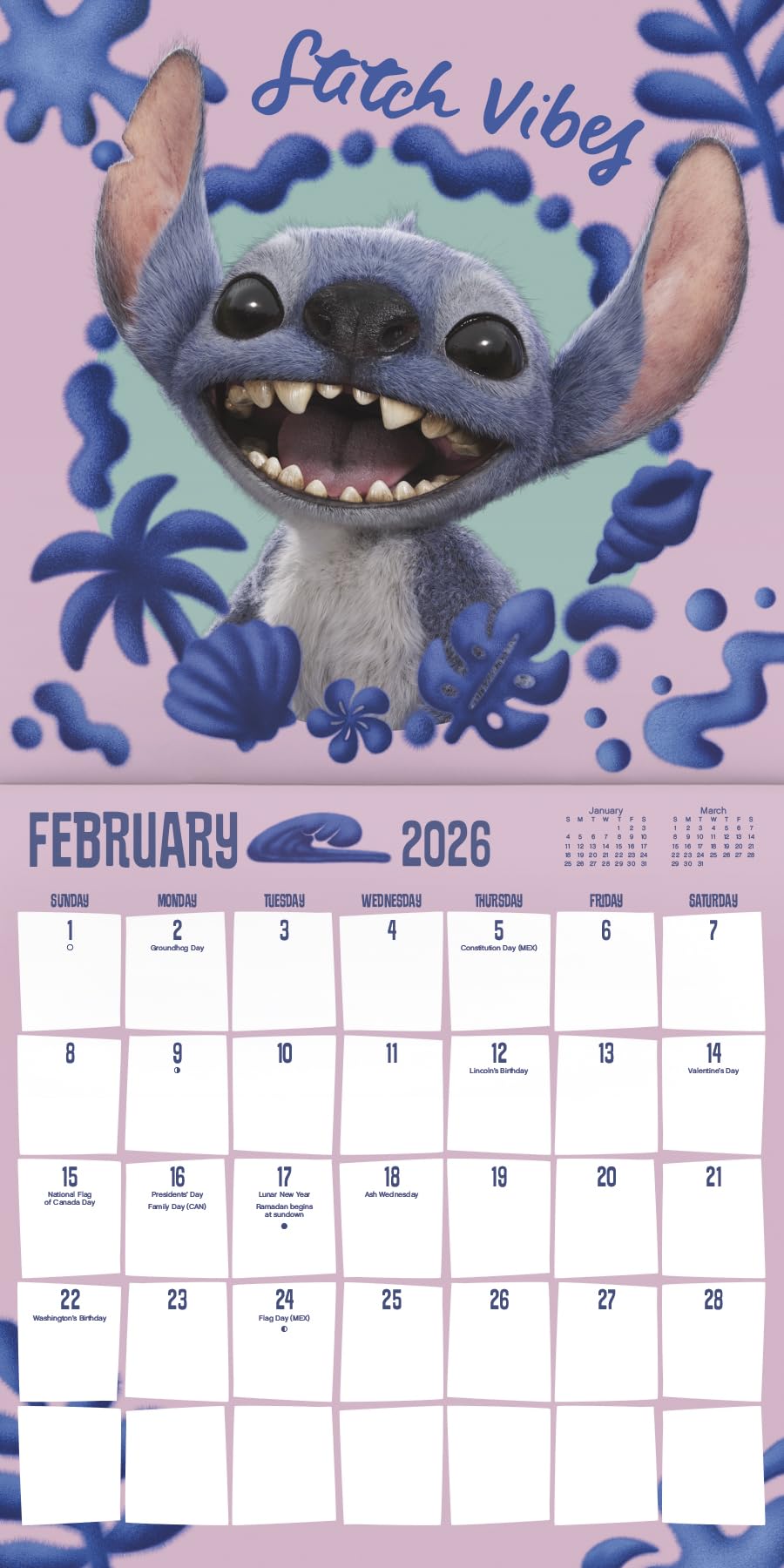 2026 Lilo and Stitch Live Action Wall Calendar