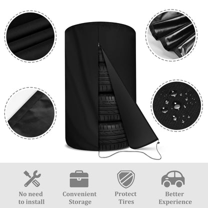 Tire Cover, Seasonal Tire Storage Bags Fits up to Diameter 32" Tires, Upgraded 600D Oxford Cloth Tire Covers for Outdoor Indoor, Waterproof Dust-Proof (Black)