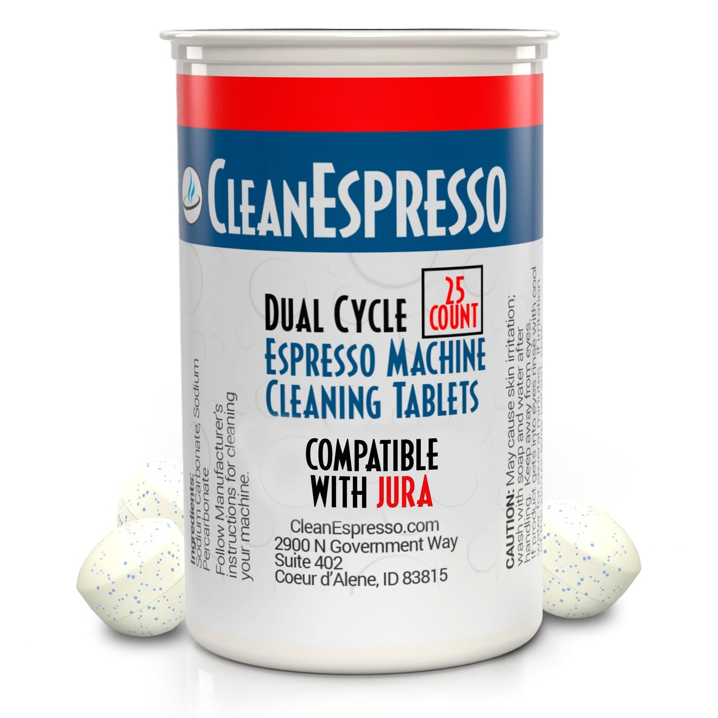 CleanEspresso - 3.5 g Dual Cycle Espresso Machine Cleaning Tablets for Jura Espresso Machines - 25 Jura Cleaning Tablets - Coffee Maker Accessories