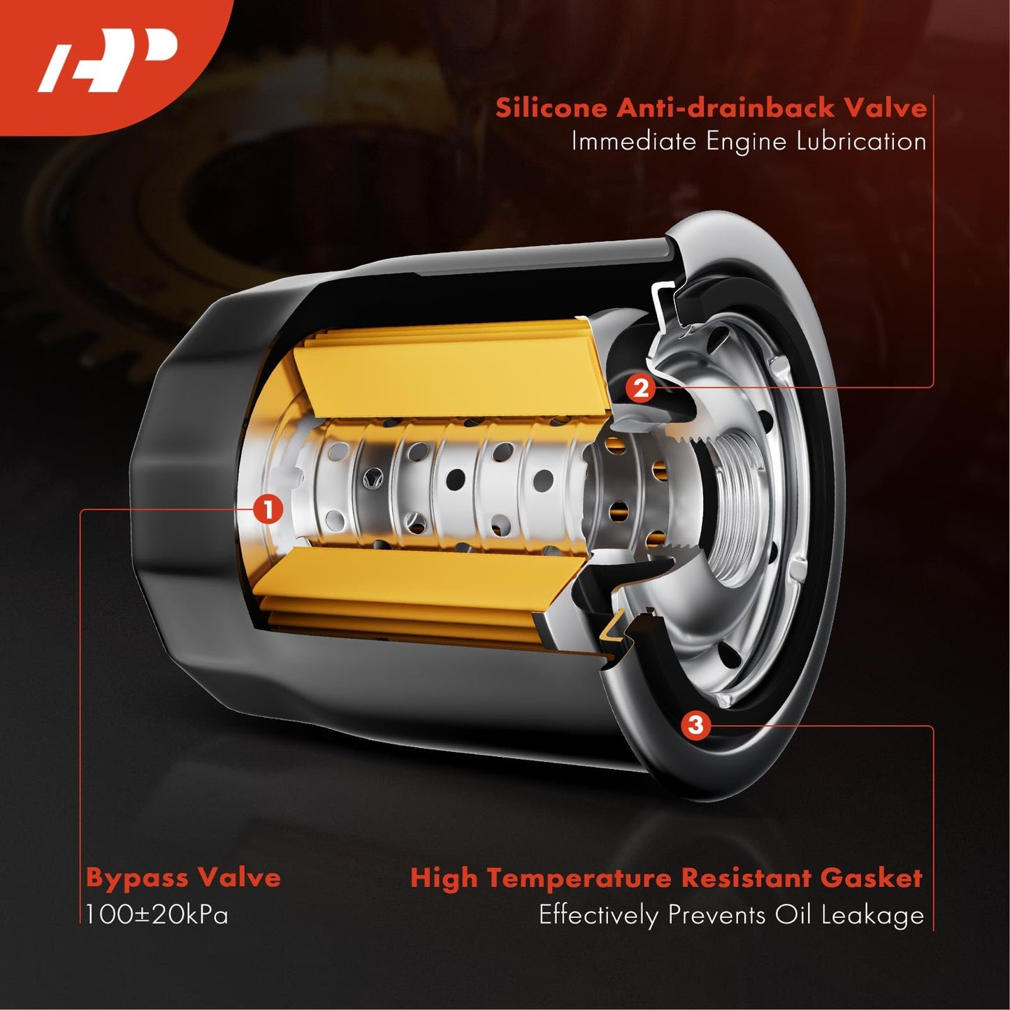 A-Premium 2-PC 10K Miles Protection Spin On Oil Filter Compatible with Ford & Chevrolet & Toyota & Honda & GMC & Hyundai & Subaru & Dodge & Kia & Mazda & Chrysler & Acura & Mitsubishi & Infiniti