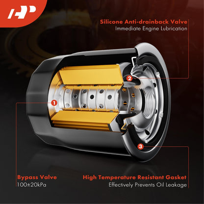 A-Premium 2-PC 10K Miles Protection Spin On Oil Filter Compatible with Ford & Chevrolet & Toyota & Honda & GMC & Hyundai & Subaru & Dodge & Kia & Mazda & Chrysler & Acura & Mitsubishi & Infiniti
