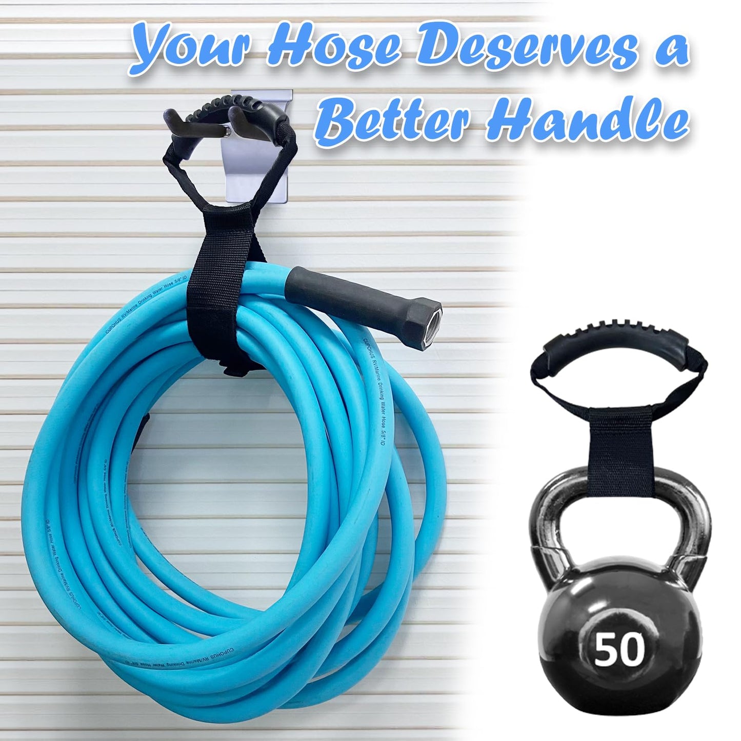 Cupohus RV Drinking Water Hose 10FT with Storage Strap, Anti-Kink 5/8''ID Premium Fresh Water Hose for RV, Marine, Camper, Truck, Car, Garden