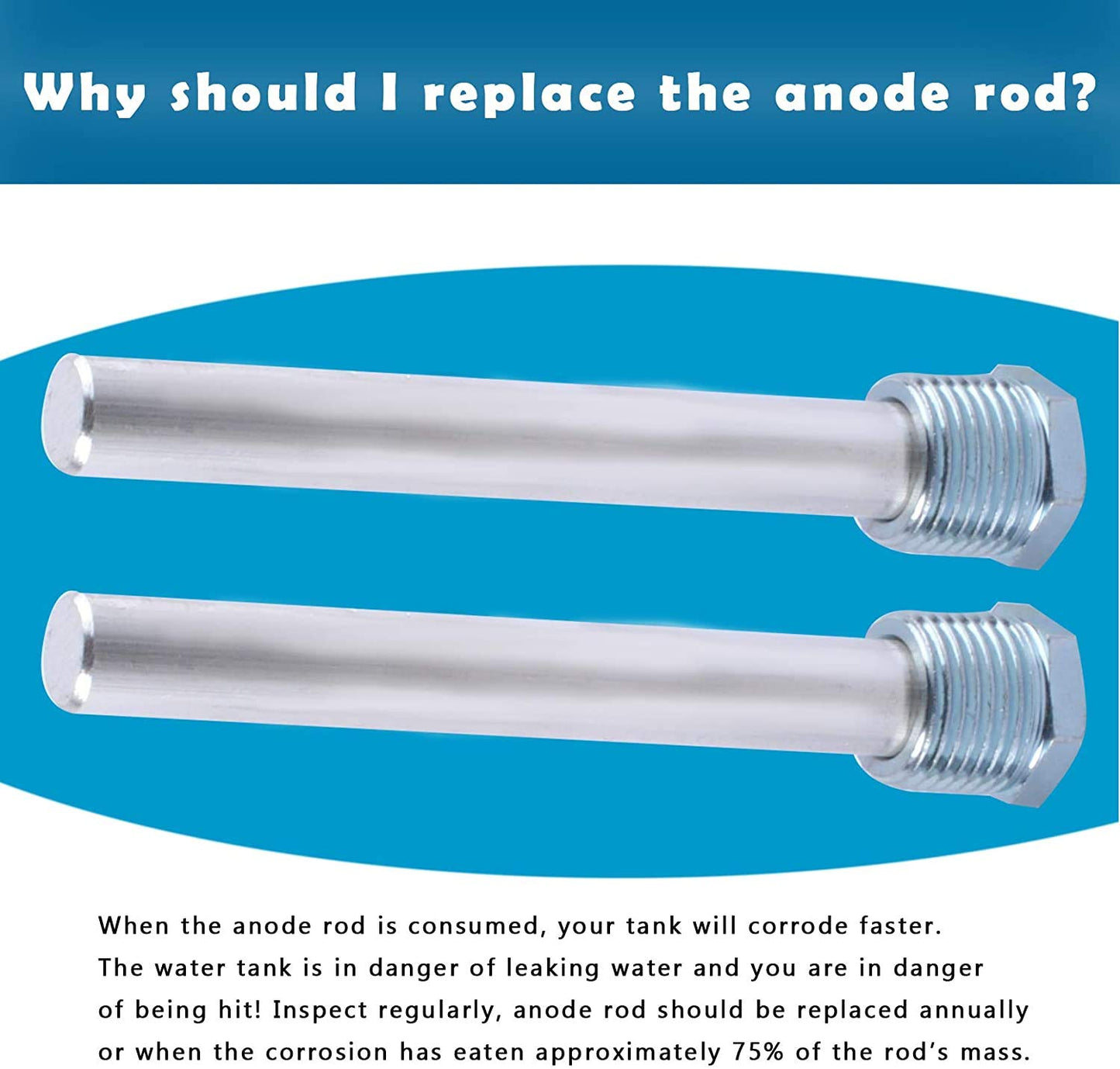 2 Pack RV Water Heater Magnesium Anode Rod -4.5" x 1/2" NPT,Replacement Parts for Atwood Heaters 11553,Accessories for RV, Camper and Trailer-Tank Corrosion Protection