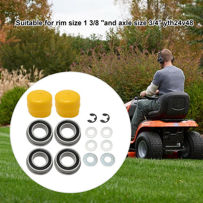 SYOWADA Front Wheel Bearing Bushing Kit Replacement for John Deere LA100 L105 LA115 LA125 LA130 LA135 LA140 LA145 LA150 LA155 LA165 LA175, for Wheels with 1.375" Rim and 0.750" Axle Sizes