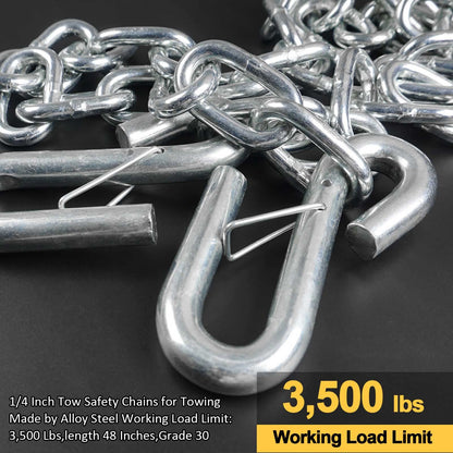 AYMMIC Trailer Hitch Safety Chain, Trailer Accessories, 1/4" Forged Loose-Leaf Chain with U-Shaped Safety Grapple, 48"*1/4" Safety Chain G30 (Pack of 2) Brand: AYMMIC