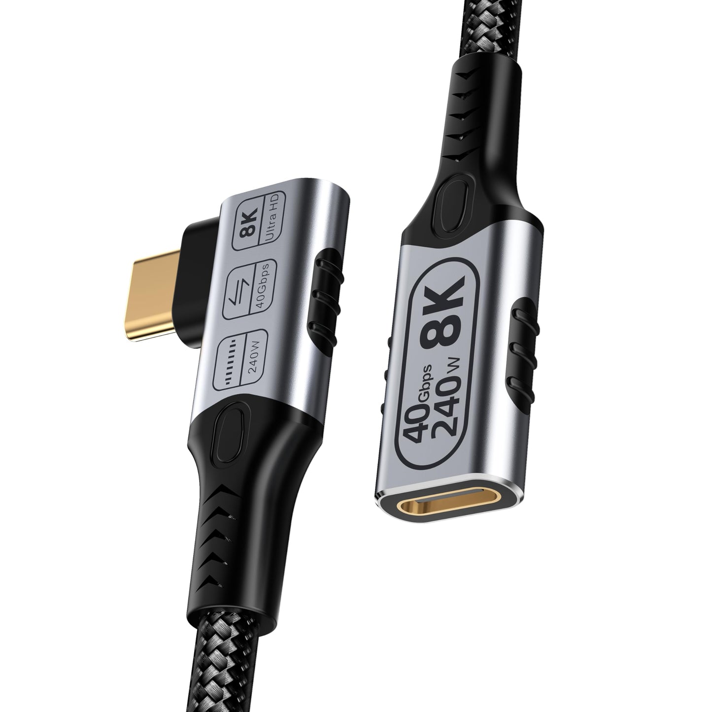 Short Right Angle USB c Extension 2FT/0.6M Compatible with Thunderbolt 4 Extension Cable high Speed 40Gbps Data Transfer,8k/4k Video,240w Fast Charging Male to Female usbc 90 Degree Extension Cable