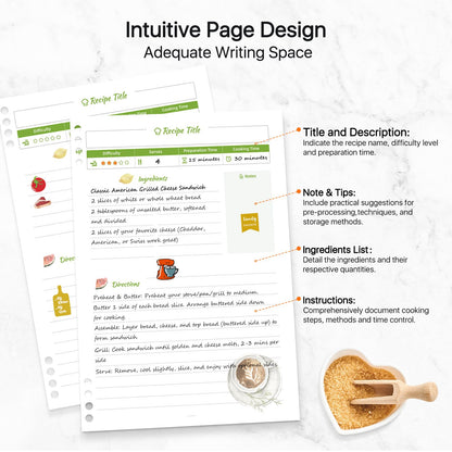 WEMATE Recipe Book to Write in Your Own Recipes, Blank Recipe Book 8.5x11 Inches, 8 Ring Recipe Binder with Plastic Frosted Cover, 8 Dividers and 272 Recipe Pages, Personal Family Cookbook as Gift