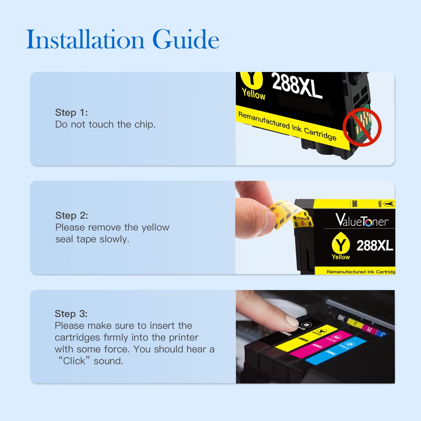 Valuetoner Remanufactured Ink Cartridge Replacement for Epson T288XL 288XL 288 XL to use with XP-430 XP-340 XP-440 XP-330 XP-434 XP-446 Printer (2 Black, 1 Cyan, 1 Magenta, 1 Yellow, 5 Pack)