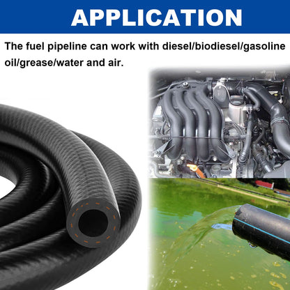 Tnisesm 5/16 Fuel Line Hose NBR Rubber 10FT 200PSI J30R7 for Fuel Systems Engines Tube Hose
