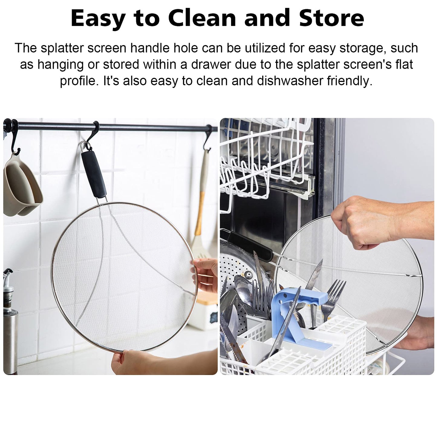 Splatter Screen for Frying Pan - 9.8" 11.4" 13" Grease Splatter Guard Hot Oil Splatter Guard, Stainless Steel Fine Mesh Splash Guard with Resting Feet for Cooking to Prevent Oil Splatter