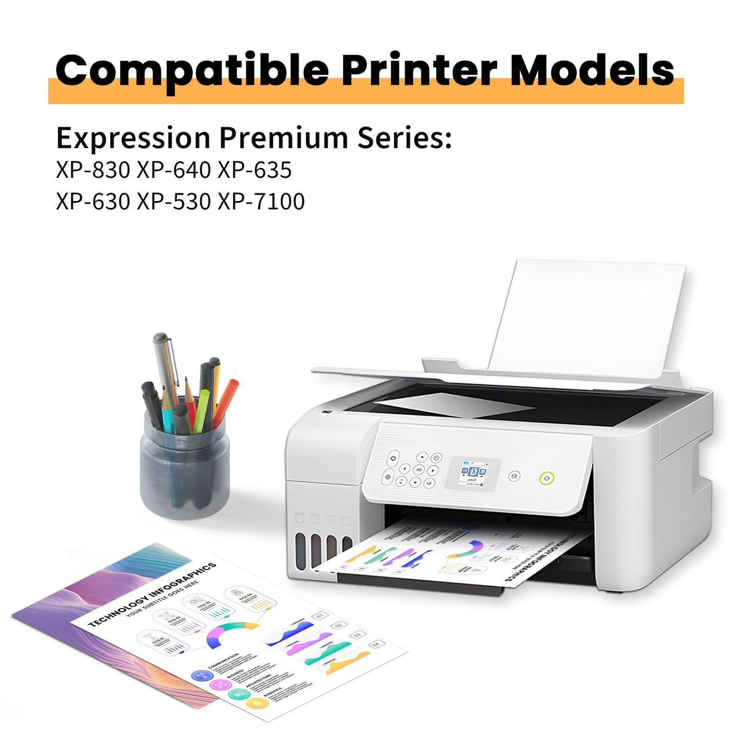 Torvon Remanufactured Ink Cartridge Replacement for 410xl 410 T410 T410XL Ink Cartridges 5 Pack High Capacity for Expression XP-530 XP-630 XP-640 XP-830 XP-7100 Printers