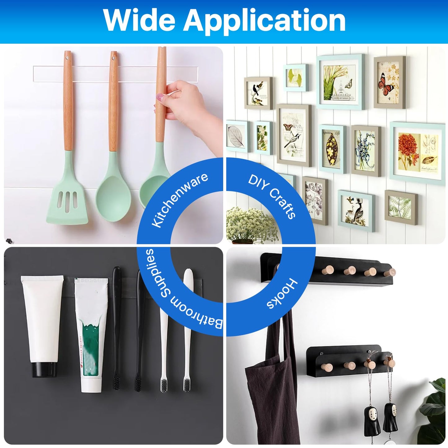 Worldity 4 Rolls Double Sided Tape Heavy Duty, 16.4 Ft x 1.2 In No Residue Transparent Mounting Tape, 2mm Thick Removable Gel Adhesive, Washable Reusable Acrylic Gel Tape for Wall, Picture, Home Decor