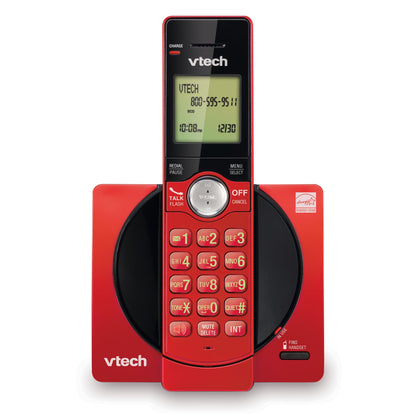 VTech DECT 6.0 Single Handset Cordless Phone with CID, Backlit Keypad and Screen, Full Duplex Handset Speakerphone, and Call Block Red