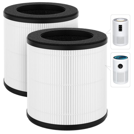 SAKEGDY 2 Pack B-D02U Replacement Filter, Compatible with VEWIOR B-D02U Air Purifier, Also for MOOKA B-D02L, M05 and Tailulu D10 Air Purifiers, 3-IN-1 Filtration for Dust, Pet Dander, Smoke