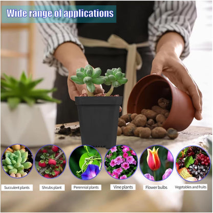 YELINTIAN 100 Pcs Square Seedling Nursery Pots, 2.76Inches Plastic Plant Seedling Pot with Drainage Hole Saucers for Flower, Succulent, Herb, Small Potted Plants