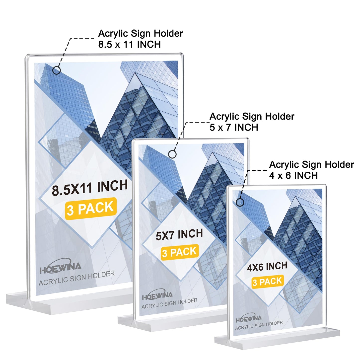 Acrylic Sign Holder 8.5 x 11 Inch 6 Pack, Clear Display Sign Stand for Store Sign Holders, Vertical Double Acrylic Stands, Flyer Holder & Plastic Paper Holder
