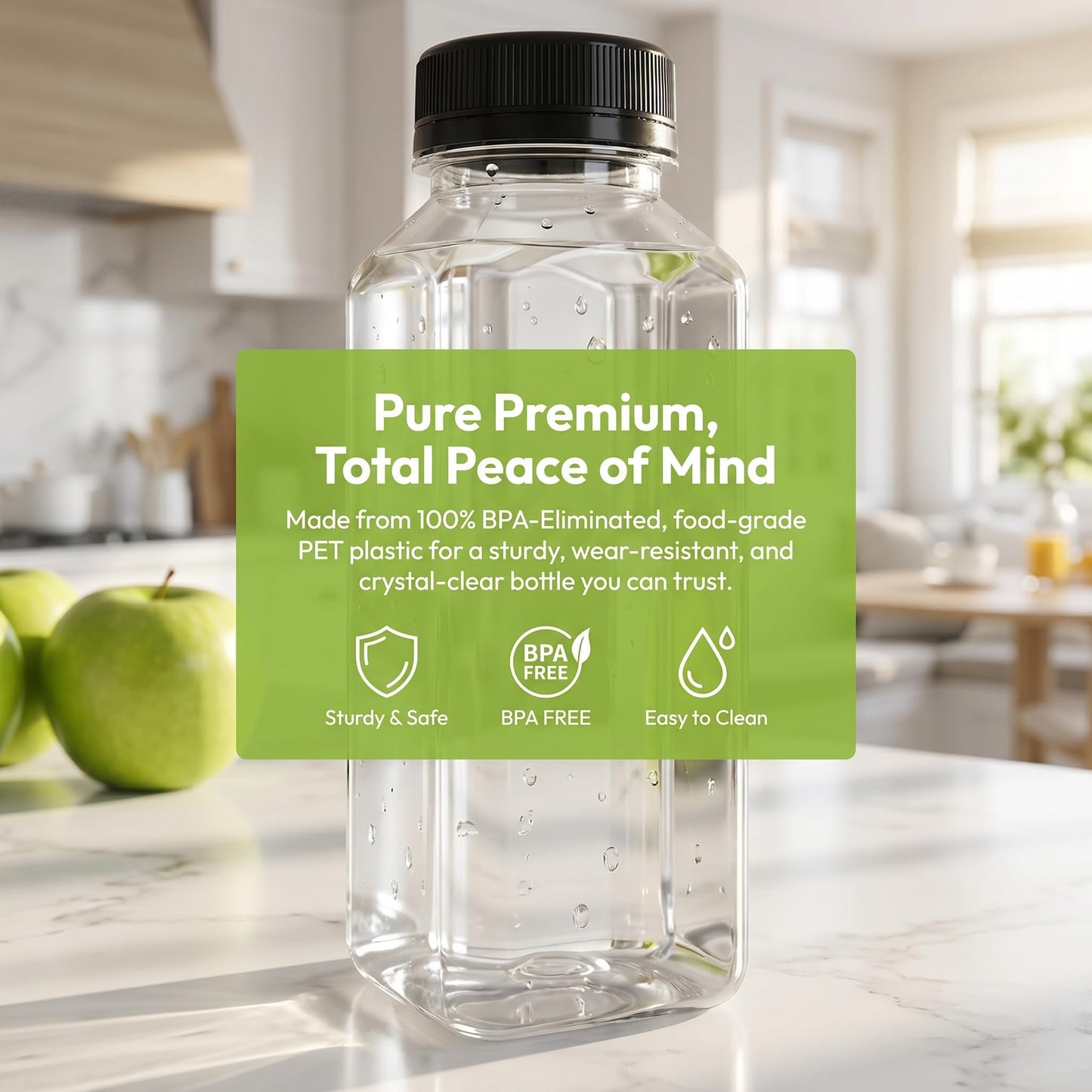 Cedilis 25 Pack 8 oz/250ml Plastic Juice Bottles, Clear Juice Drink Containers with Lids, Bulk Beverage Reusable Bottles for Making Juice, Milk, Salad Dressing, Smoothie