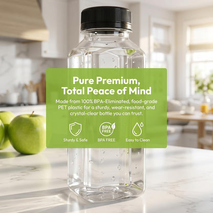 Cedilis 25 Pack 8 oz/250ml Plastic Juice Bottles, Clear Juice Drink Containers with Lids, Bulk Beverage Reusable Bottles for Making Juice, Milk, Salad Dressing, Smoothie