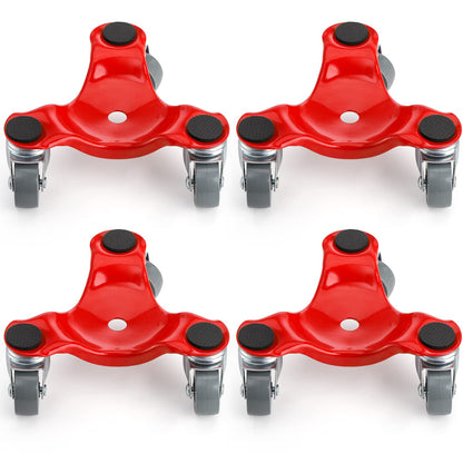 ZEAYEA 4 Pack 6-Inch Steel Tri-Dolly, 200 lbs / 90 kg Load Capacity 3 Wheel Mover's Dolly for Moving Furniture, Appliances, Cabinet, Table, Piano