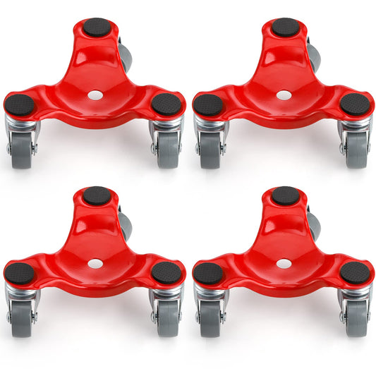 ZEAYEA 4 Pack 6-Inch Steel Tri-Dolly, 200 lbs / 90 kg Load Capacity 3 Wheel Mover's Dolly for Moving Furniture, Appliances, Cabinet, Table, Piano