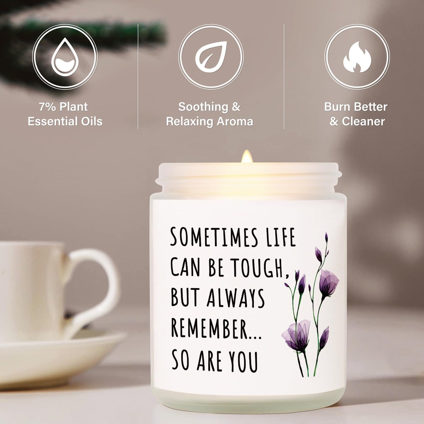 Shqiueos Birthday & Christmas Get Well Gifts for Women, Cancer Care Gifts for Women Inspirational Candle 7oz, Sympathy Gifts, Cheer up, Comfort, Surgery Recover, Encouragement Lavender Scented Candle