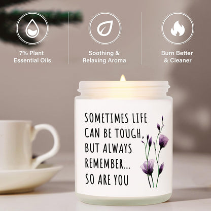Shqiueos Birthday & Christmas Get Well Gifts for Women, Cancer Care Gifts for Women Inspirational Candle 7oz, Sympathy Gifts, Cheer up, Comfort, Surgery Recover, Encouragement Lavender Scented Candle