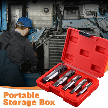 LEONTOOL 5-Piece NPT Pipe Tap Set 1/8", 1/4", 3/8", 1/2", 3/4" Thread Forming Tap, Gcr15 Steel NPT Tap Set for Accurate Threads, Assorted Plumbers Mechanics DIY Thread Cutting Tools with Storage Case