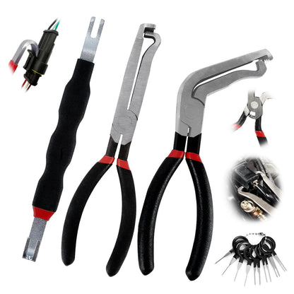 4PCS Electrical Disconnect Pliers Set,37960 Straight +37980 60° +13120 Electrical Disconnect Pliers for Cars,Carbon Steel Fuel Line Disconnect Tool Set, Connector Repairs for Mechanics and DIYers