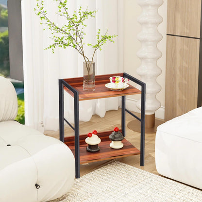 Side Table, Small End Table 17 inch, Narrow Nightstand Bedside Table for Bedroom, Sofa Entryway Table for Livingroom, Outdoor Coffee Table, Rustic Brown