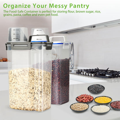 Viretec Rice Storage Container, 3 to 5Lbs Dry Food Airtight Container, Pet Dog Cat Food Canister, BPA Free Clear Plastic Kitchen and Pantry Organization Bin for Oatmeal, Grain, Cereal, Pasta, Flour
