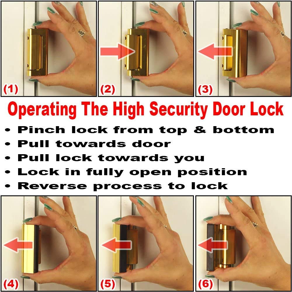 Prime-Line U 11442 Door Reinforcement Lock – Add Extra, High Security to Your Home and Prevent Unauthorized Entry – 3” Stop, Aluminum Construction, Polished Brass (Single Pack)