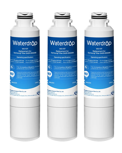 Waterdrop DA29-00020B Replacement for Samsung Water Filter HAF-CIN/EXP, DA29-00020B, HAF-CIN, DA29-00020B-1, RF28HMEDBSR, RF263BEAESR, RS25J500DSR, RF263TEAESG, HDX FMS-2, DA97-08006A-1, 3 Filters