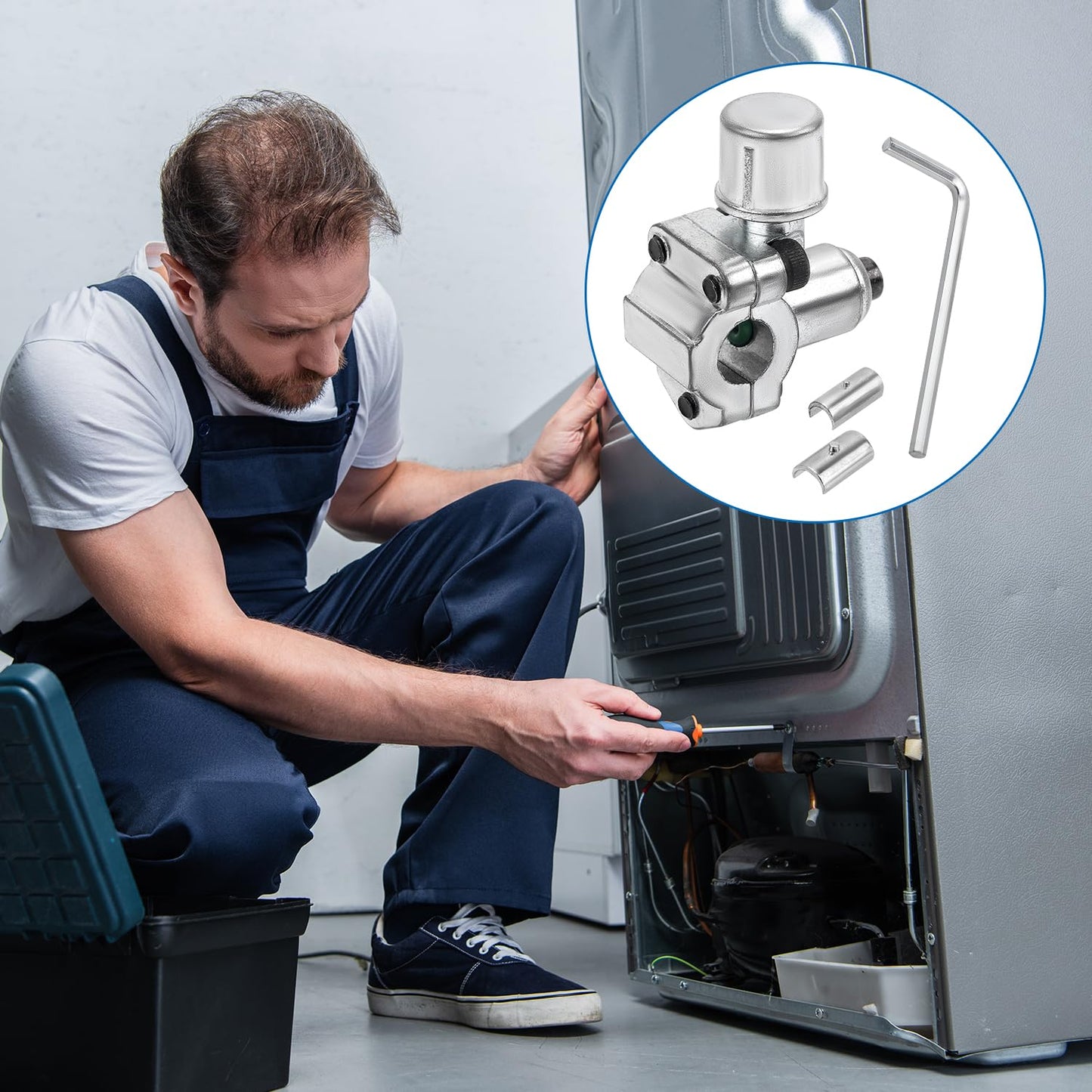 Gosknor 10pcs BPV-31 Bullet Piercing Valve & 10 Hex Key & 20 Adapter, Refrigerator Line Tap Valve Compatible with 1/4" 5/16" 3/8" Outer Diameter Pipes Replace TJ90BPV31,AP4502525,BPV31D,GPV14,MPV31