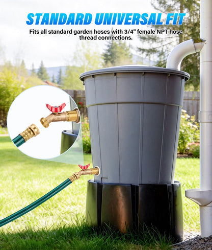 WADEO Rain Barrel Spigot Kit 1/4 Turn Ball Value Spigot with Bulkhead Fitting
