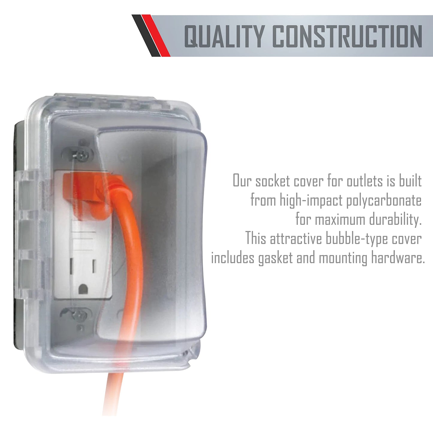 TayMac MM510C Single-Gang Horizontal/Vertical Weatherproof Receptacle Cover, 3.75 Inches Deep, Clear