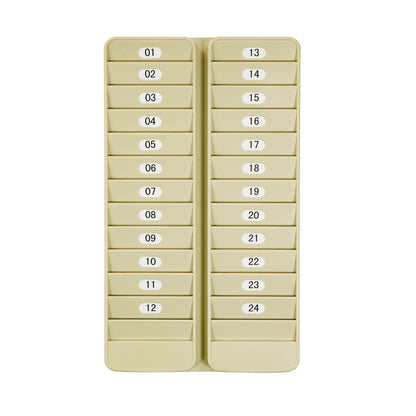 Pyramid Time Systems - Pyramid 500-24 Badge Rack, 24 Pocket Holder for Swipe Cards or Proximity Badges, Durable Plastic, Includes self-Adhesive Number Labels, Two Racks Side by Side