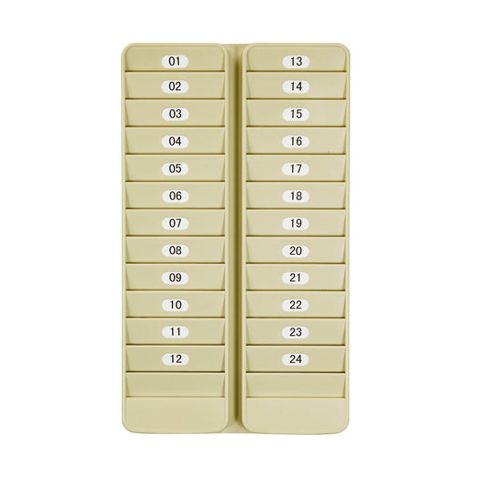 Pyramid Time Systems - Pyramid 500-24 Badge Rack, 24 Pocket Holder for Swipe Cards or Proximity Badges, Durable Plastic, Includes self-Adhesive Number Labels, Two Racks Side by Side