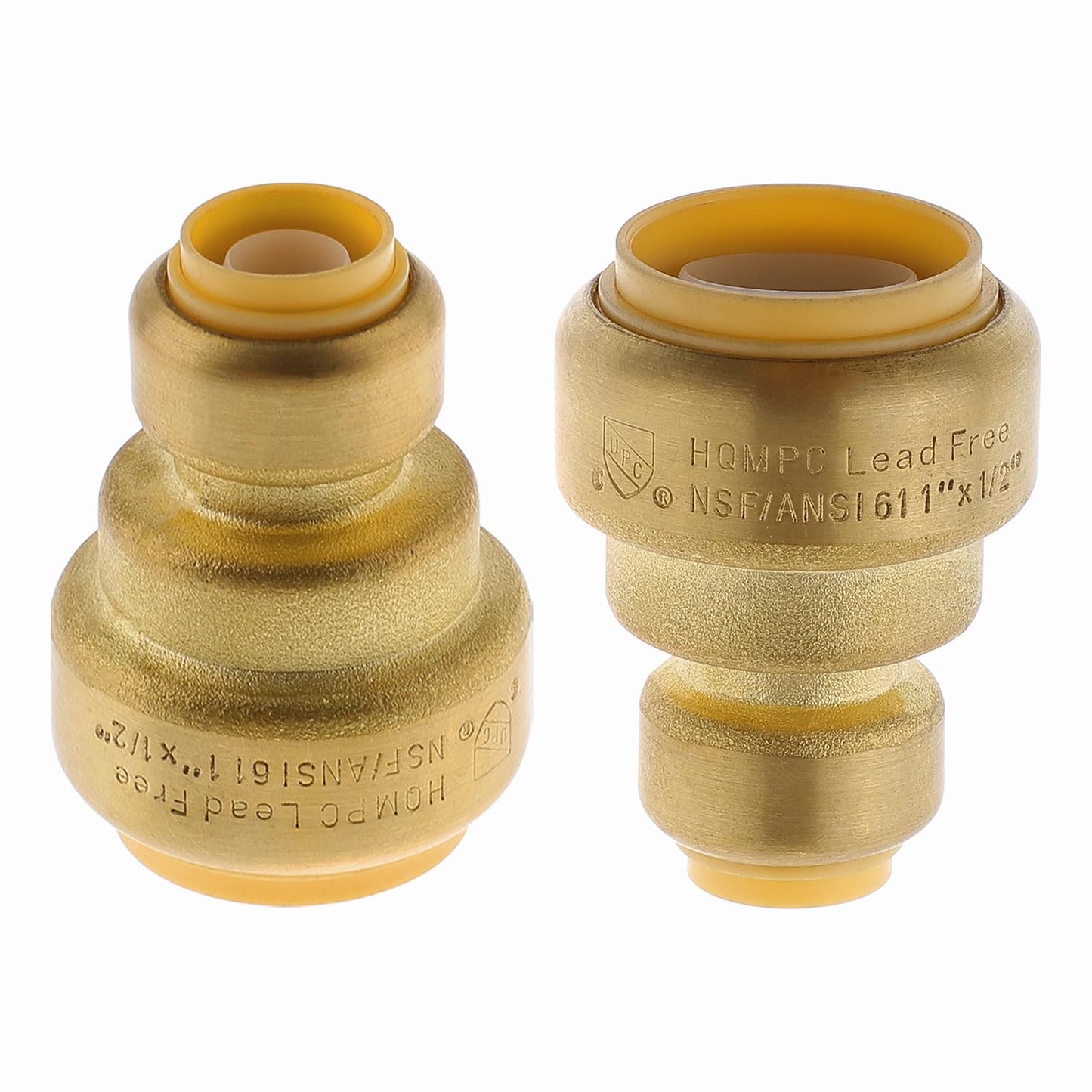 HQMPC Push Fit PEX Fittings Straight Coupling 1/2" x1, Push-to-Connect Copper, CPVC,No Lead Brass Plumbing Fittings (2PCS 1/2"x1")