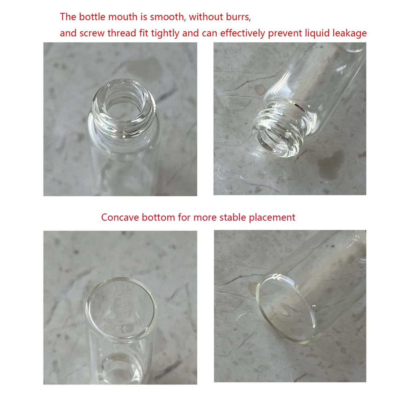 4ml Clear Glass Vials with Screw Caps and Plastic Stoppers, 1 Dram Small Liquid Sample Vial, Leak-Proof Vial, 50PCS
