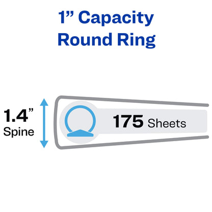 Avery Legal-Size Durable 3 Ring Binders, 1" Round Rings, Holds 8.5" x 14" Paper, Black, 2 Pack (17709)