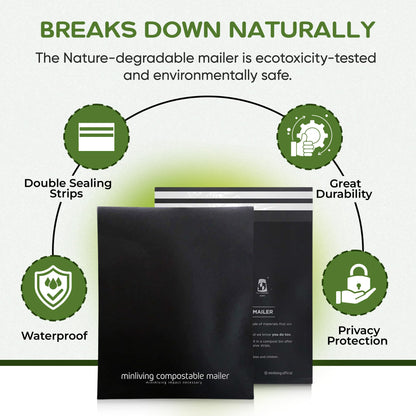 100% Compostable Biodegradable Mailers 14.9" x 19" (25 Pcs) Poly Mailers, Eco-Friendly Packaging Envelopes Pouches. Reusable double sealing, extra thick, Zero-waste mailing bags (L size, 14.9x19 inch)